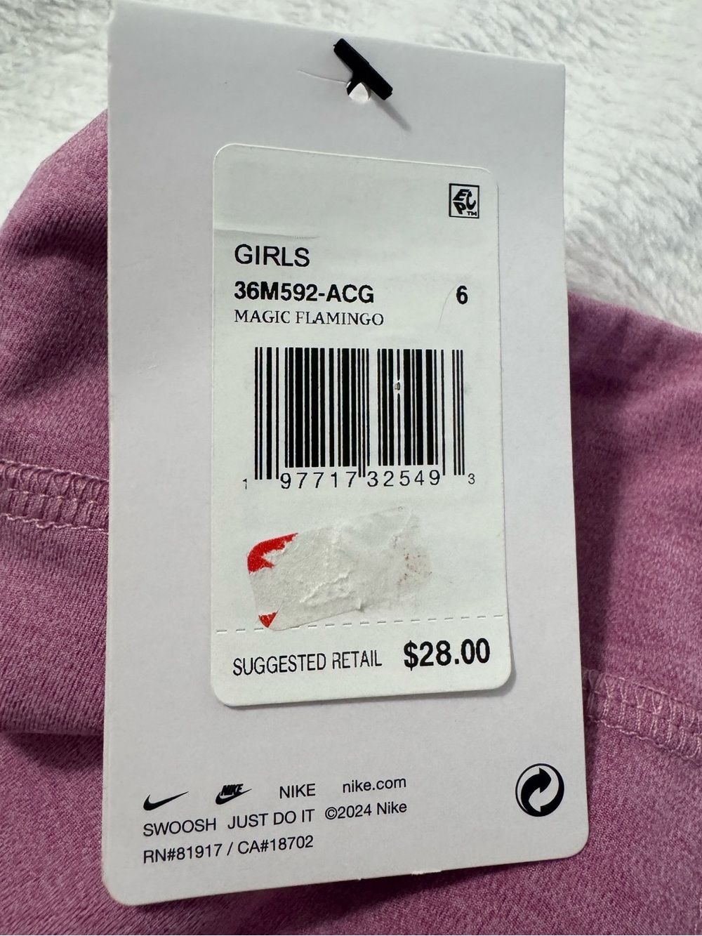 Nike Girls Dri-Fit Leggings Magic Flamingo Size 6 - Picture 4 of 6